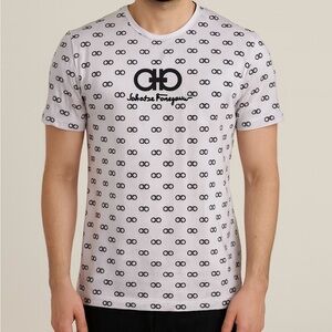 Salvatore Ferragamo Black and White Logo T-Shirt